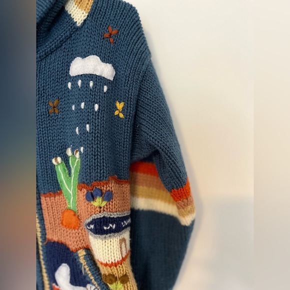 Handmade Peruvian alpaca style knit hoodie - Picture 2 of 6